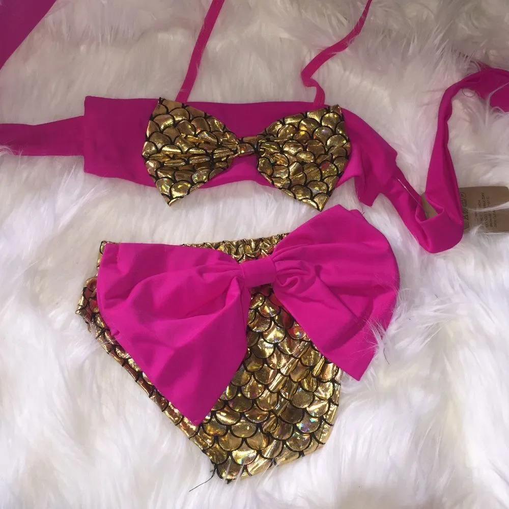 2pc Holographic Mermaid Bathing Suit